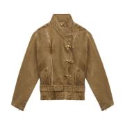 Isabel Marant Bronze Bomullsblandning Asymmetrisk Jacka Brown, Dam