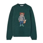 Maison Kitsuné Grön Räv Intarsia Tröja Klänning Green, Herr