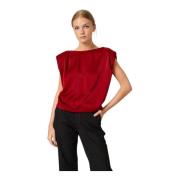 My Essential Wardrobe Burgundy Red Wrap Top med V-ringning Red, Dam