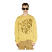 Lanvin Bomullsfleece Logo Print Sweatshirt Yellow, Herr