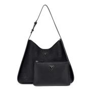 Guess Svart Stor Hobo-väska med Avtagbar Pouch Black, Dam