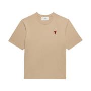 Ami Paris Broderad bomull T-shirt Beige, Herr