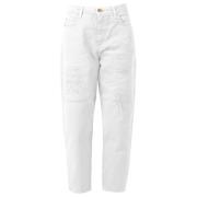 Pinko Högmidjade vita slitna jeans White, Dam