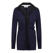 Victoria Beckham Blus med kontrastdetaljer Blue, Dam