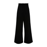 Dries Van Noten Svarta Wide Leg Bomullsbyxor Black, Herr