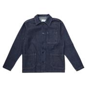 Les Deux Denim Stripe Overshirt 2.0 Dark Navy Blue, Herr