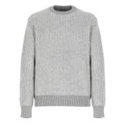 Ermenegildo Zegna Grå Cashmere Crewneck Tröja med Mönster Gray, Herr