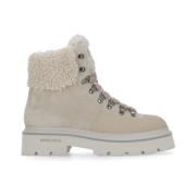 Woolrich Ivory Mocka Ankelboots med Bouclé Beige, Dam