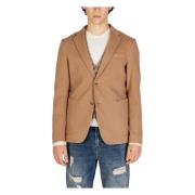 Gianni Lupo Beige Reverskrage Blazer Höst/Vinter Beige, Herr