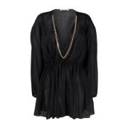 Stella McCartney Svart Bomull Midi Klänning Black, Dam