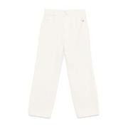 Amish Vit Denim Jeans Rak Ben White, Dam