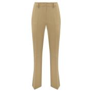 Max Mara Weekend Beige Ullblandade Straight Leg Byxor Beige, Dam