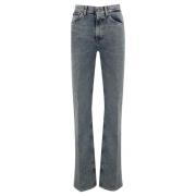 Dondup Hög Midja Bred Ben Denim Byxor Blue, Dam