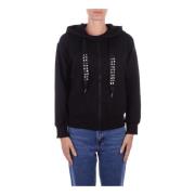 Only Svart Hoodie Med Dragkedja Black, Dam