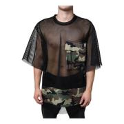 Dolce & Gabbana Svart Camo Mesh T-shirt Black, Herr