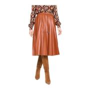 Silvian Heach Brun Brandy Midi Plisserad Kjol Brown, Dam