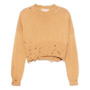 Marni Sliten Cropped Jumper Brown, Dam