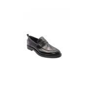 Brecos Svarta läderloafers 20085U modell Black, Herr