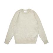 Selected Homme Beige Stickad Crewneck Tröja Beige, Herr