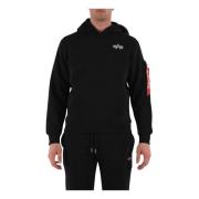 Alpha Industries Signatur Hoodie med framficka Black, Herr