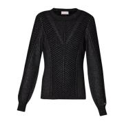 Liu Jo Slim Lurex Stickad Topp Black, Dam