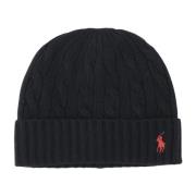 Polo Ralph Lauren Flätad ullblandning Beanie med logotyp Black, Herr