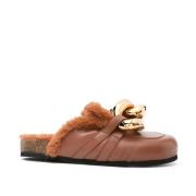 JW Anderson Bruna Casual Loafers med syntetisk päls Brown, Dam