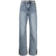 Ksubi Blå Straight Jeans med Split Hem Blue, Dam