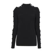 Proenza Schouler Svart bomullsräfflad turtlenecktröja Black, Dam