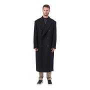 Hugo Boss Svart Långrock Oversize Ullblandning Black, Herr