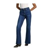 Pepe Jeans Retro Flare High Waist Denim Jeans Blue, Dam