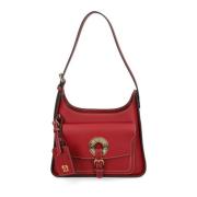 Love Moschino Guld Cirkel Vin Axelväska Red, Dam