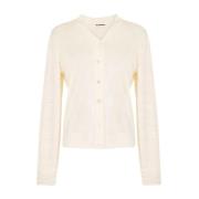 Jil Sander Beige Ull Silk Cardigan Beige, Dam