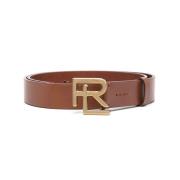 Ralph Lauren RL-logotyp slätt läderbälte Brown, Herr