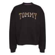 Tommy Hilfiger Glitter Svart Logo Hoodie Tröja Black, Dam