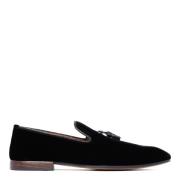 Tom Ford Svarta Velvet Loafers Frans Detalj Black, Herr