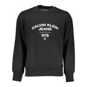 Calvin Klein Svart Sweatshirt med Tryck och Långa ärmar Black, Herr