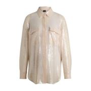 Hugo Boss Paljett Avslappnad Blus Beige, Herr