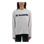 Jil Sander Långärmad T-shirt med rund hals White, Dam