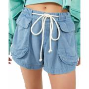 Free People Blå Bomullsstiliga Shorts Blue, Dam