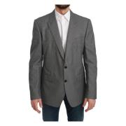 Dolce & Gabbana Grå Fantasimönster Slim Fit Blazer Gray, Herr