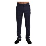 Dolce & Gabbana Marinblå Slim Fit Kjolbyxor Blue, Herr