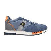 Blauer Stiliga Orange Sneakers för Män Multicolor, Herr