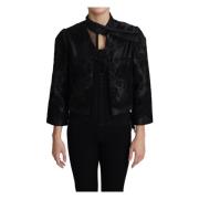 Dolce & Gabbana Black Lace Sheer Corset Organza Silk Jacket Black, Dam