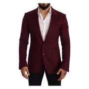 Dolce & Gabbana Maroon Cashmere Slim Fit Blazer Brown, Herr