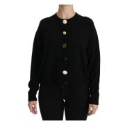 Dolce & Gabbana Svart Knappdekorerad Kasmir Cardigan Black, Dam