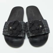 Chanel Vintage Pre-owned Tyg sandaler Black, Dam