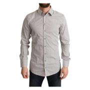 Dolce & Gabbana Grårandig Slim Fit Skjorta Gray, Herr