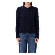 Ralph Lauren Damkläder Stickat Hunter Navy Aw24 Blue, Dam