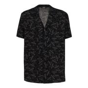 Balmain Pyjama skjorta med all-over label print Black, Herr